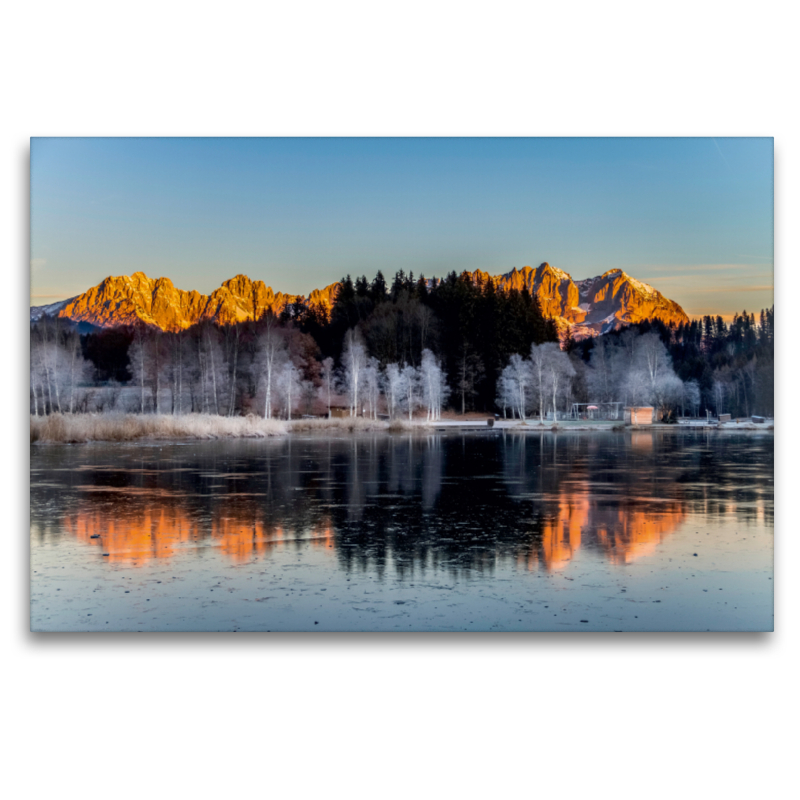 Morgenfrost am Schwarzsee vor dem Wilden KAiser