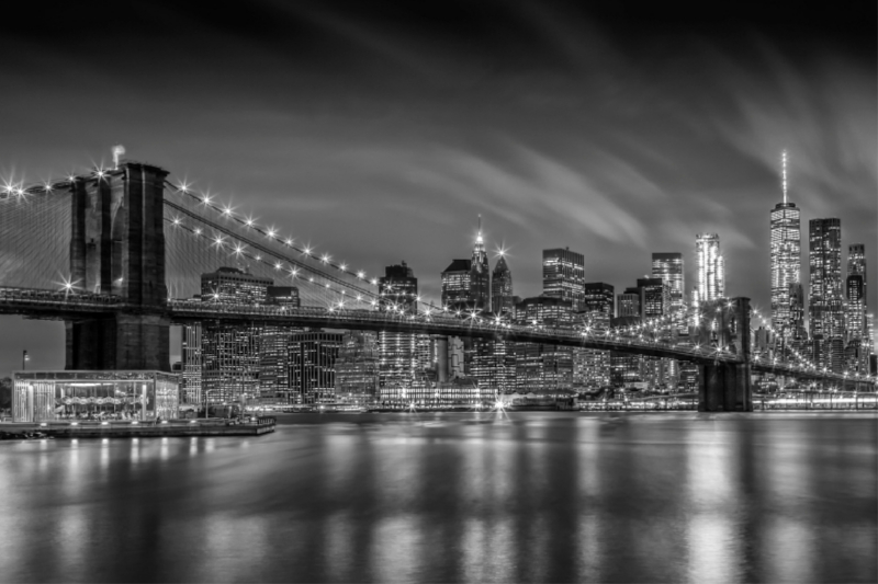 BROOKLYN BRIDGE Impressionen bei Nacht - Monochrom