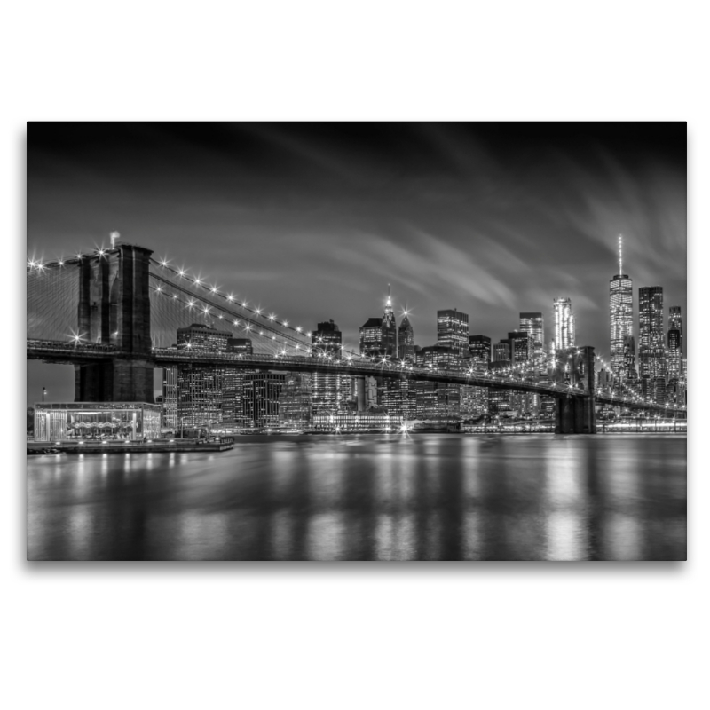 BROOKLYN BRIDGE Impressionen bei Nacht - Monochrom