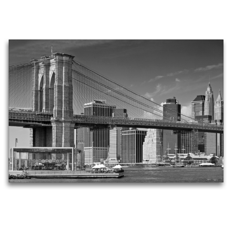 MANHATTAN SKYLINE & BROOKLYN BRIDGE Monochrom