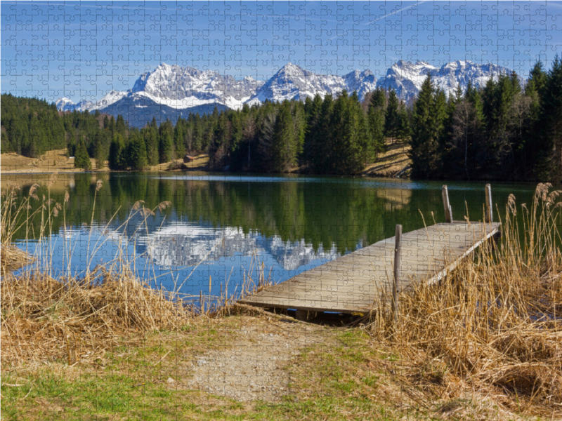 Landschaft Oberbayern Geroldsee und Karwendelgebirge