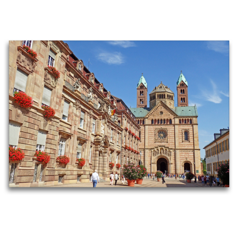 Blick auf das Stadtschloss und den Kaiserdom in Speyer am Rhein