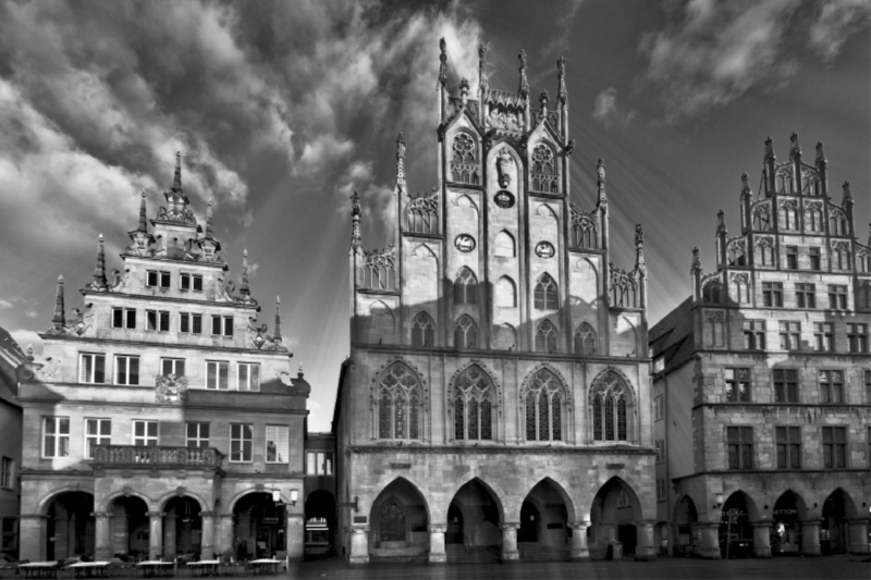 Münster, das Rathaus, ein gotischer Bau aus der Mitte des 14. Jahrhunderts