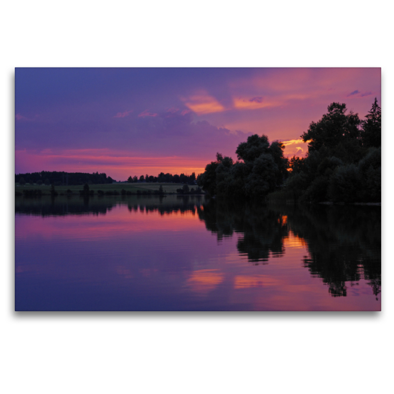 Glühender Himmel am Riegsee, Bayern (D)