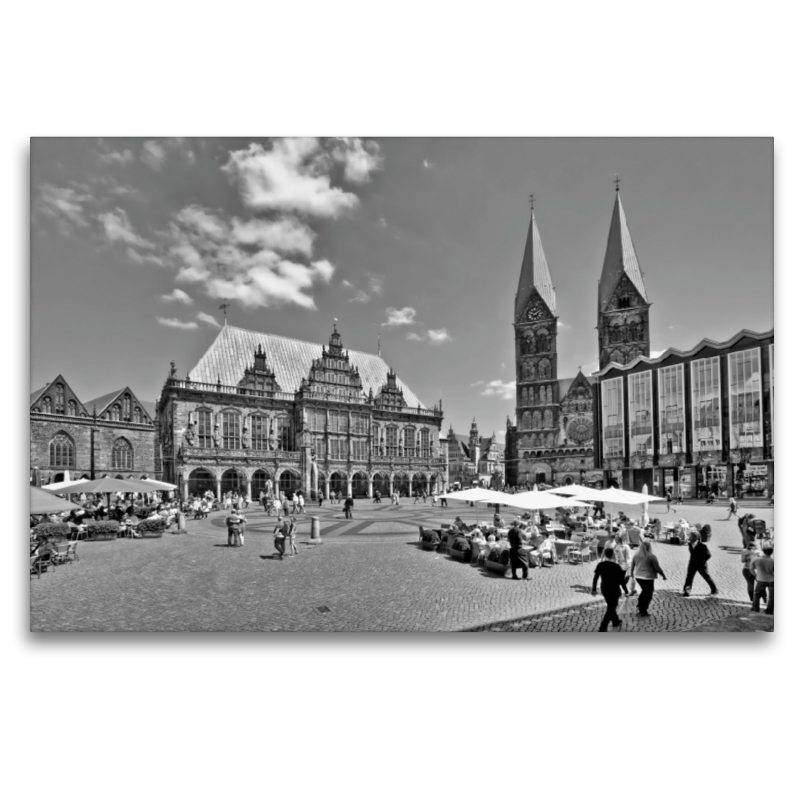 Der Marktplatz ist die 'Gute Stube' in Bremen. Im Hintergrund das Rathaus und der St. Petri Dom