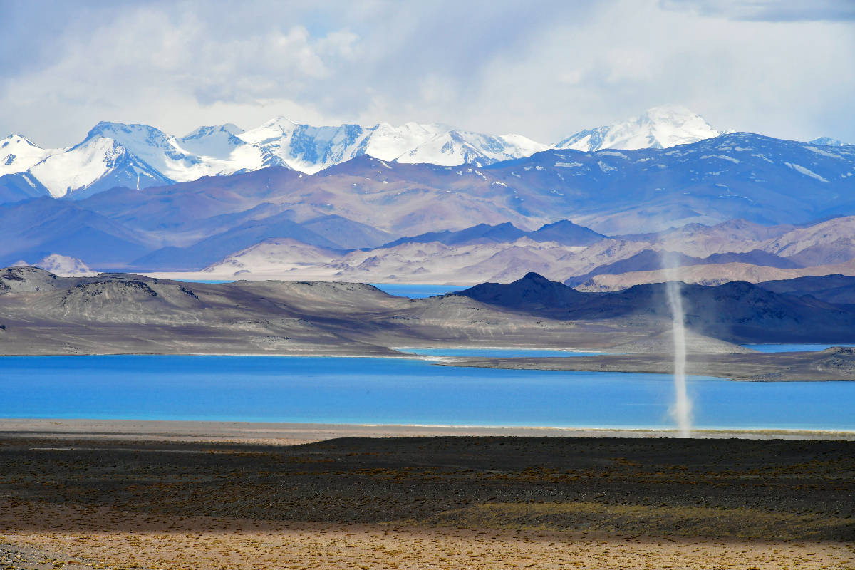 Windhose, Karakul See, Pamir Highway, Tadschikistan