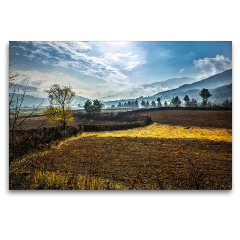 Landschaft mit Morgenstimmung in Bhutan, Asien