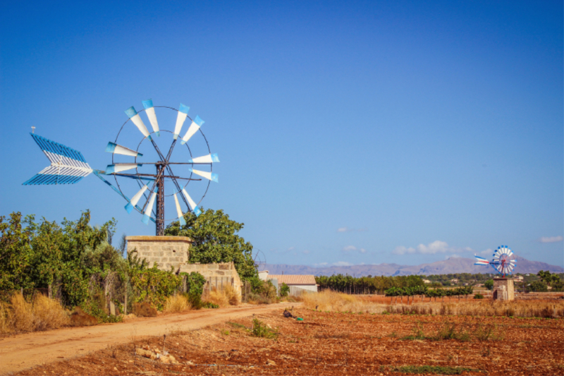 Windmühlen im Inselinneren