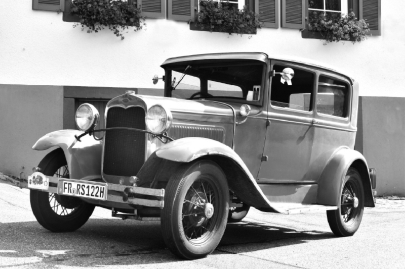 Ein Motiv aus dem Kalender Ford AF Sedan 1930 in Monochrom