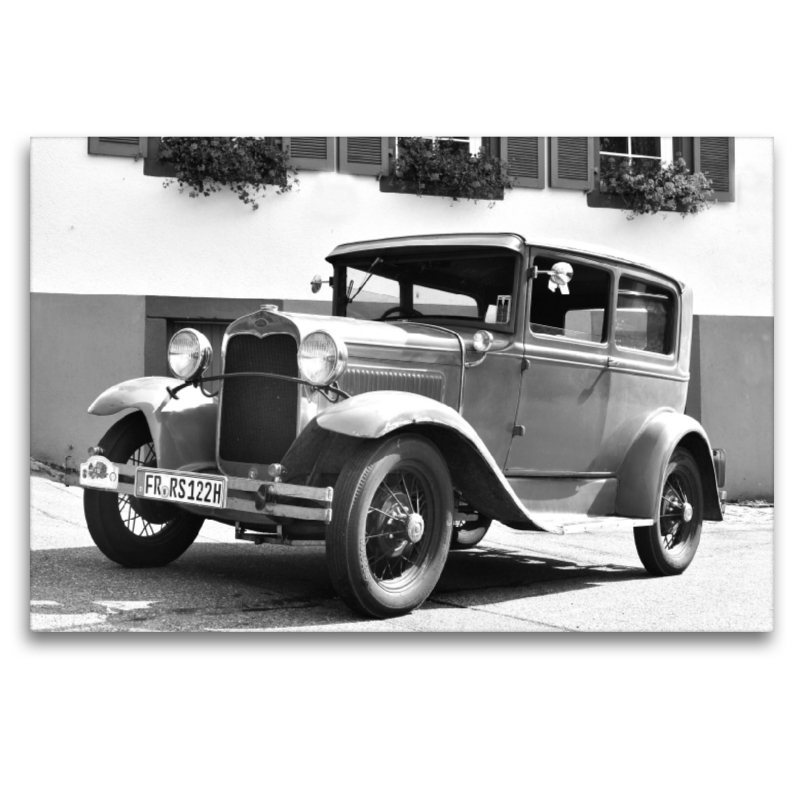 Ein Motiv aus dem Kalender Ford AF Sedan 1930 in Monochrom