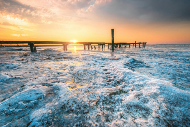 Zugefrorener Jadebusen in Dangast