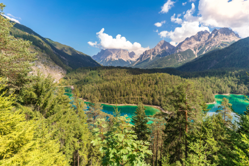 Zugspitze, Schneefernerkopf, und Wetterwandeck, die höchsten Gipfel des Wettersteingebirges