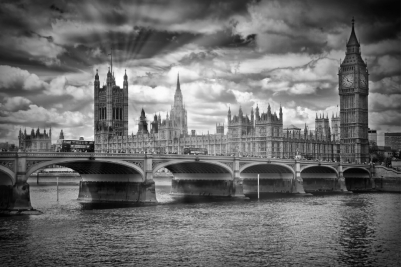 LONDON Houses of Parliament und Westminster Bridge