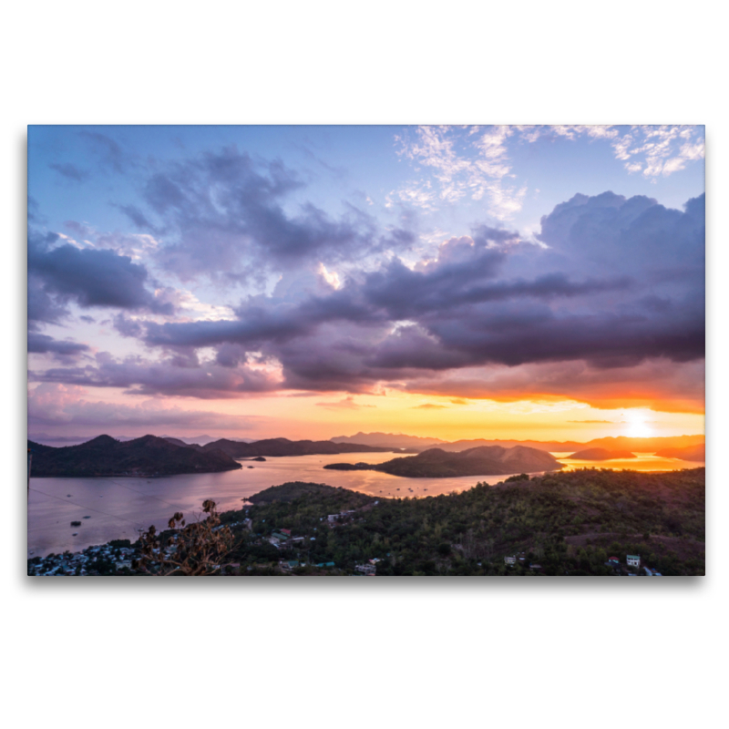 Sonnenuntergang über Coron in den Philippinen