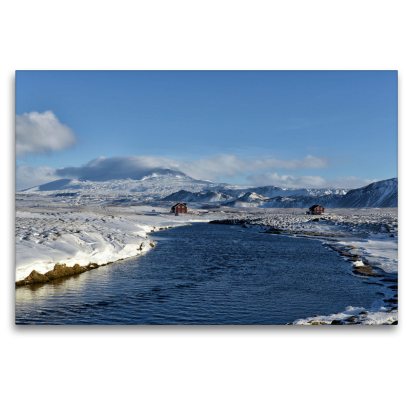 Am Landvegur mit Blick auf den Vulkan Hekla auf Island