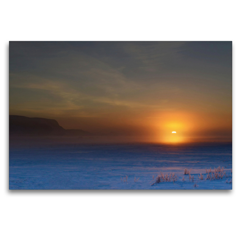 Sonnenaufgang im Winter bei Hveragerði auf Island