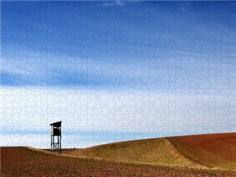 Februarmorgen, Hochsitz am Feldrand