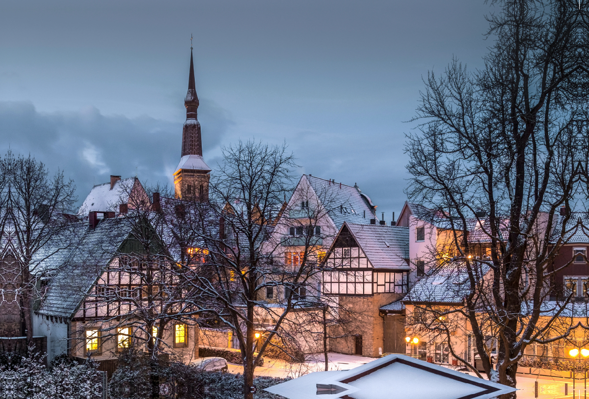 Romantisch verschneite Altstadt von Osnabrück