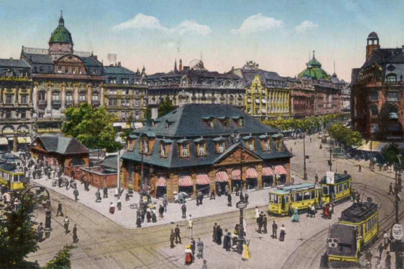 Frankfurt a. M. , Schillerplatz, Hauptwache mit Blick in die Zeil