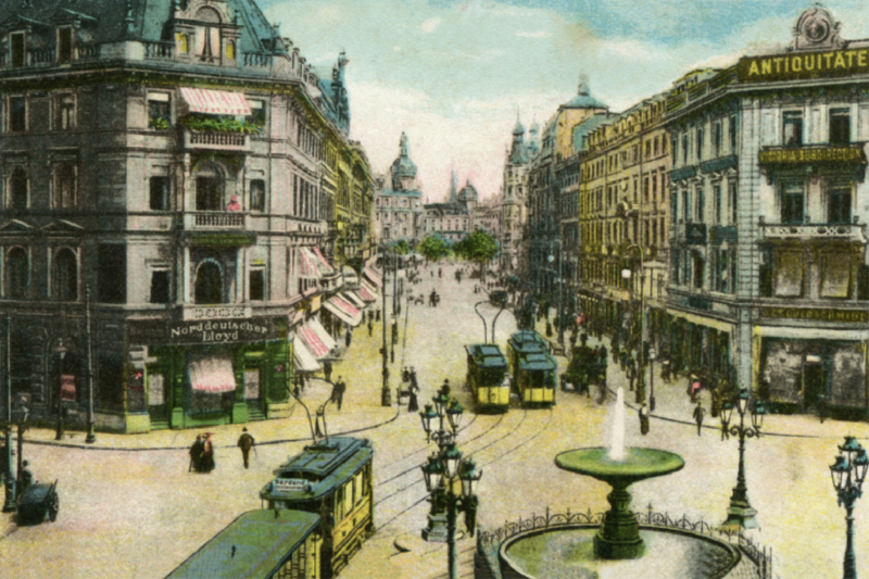 Frankfurt am Main, Kaiserstraße mit Springbrunnen