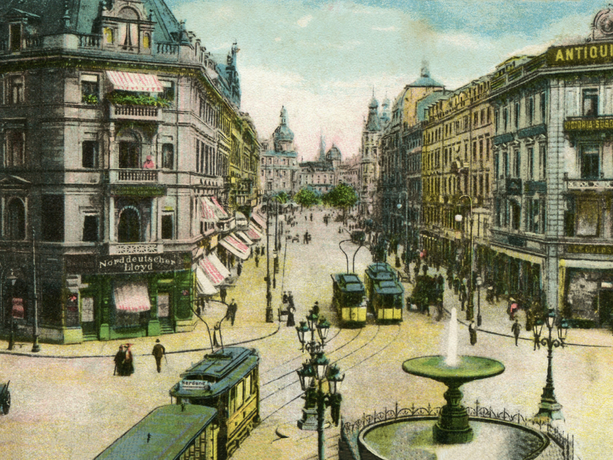 Frankfurt am Main, Kaiserstraße mit Springbrunnen