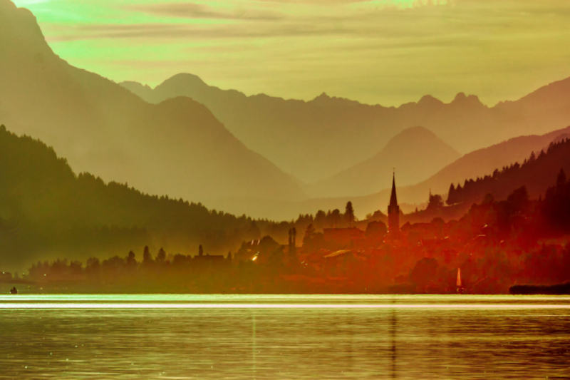 Weißensee in Kärnten, Blick auf Techendorf