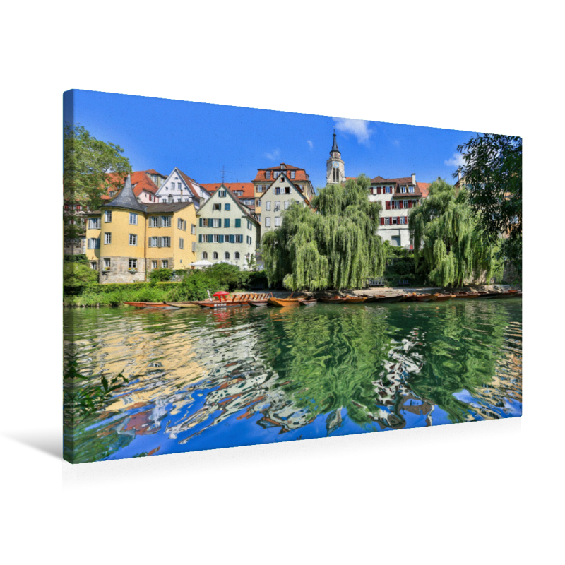 Calvendo Leinwand — Tübinger Neckarfront mit Stocherkahnanlegestelle
