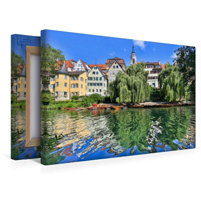 Calvendo Leinwand — Tübinger Neckarfront mit Stocherkahnanlegestelle