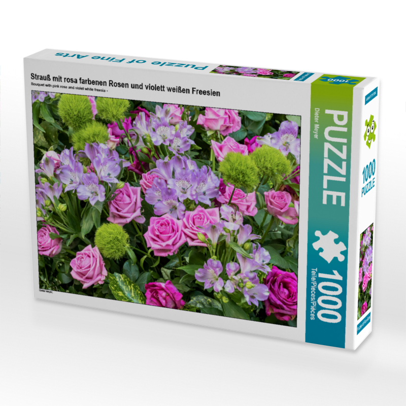 Strauss Mit Rosa Farbenen Rosen Und Violett Weissen Freesien Puzzle Calvendo