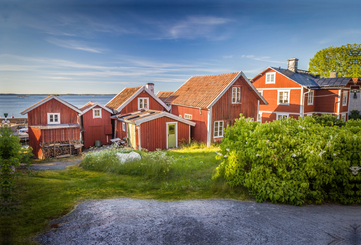 Alte Fischerhäuser auf der Insel Sandhamn