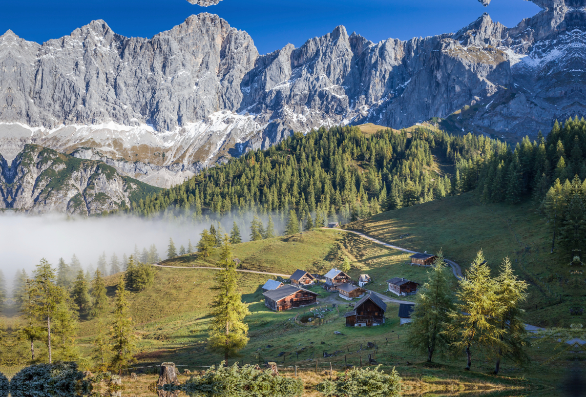 Neustattalm (1.530 m) vor der Dachstein-Südwand