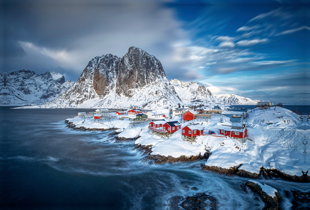 Hamnøy auf den Lofoten nach einem Wintersturm