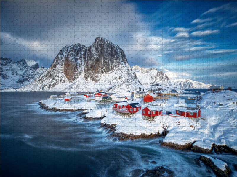 Hamnøy auf den Lofoten nach einem Wintersturm