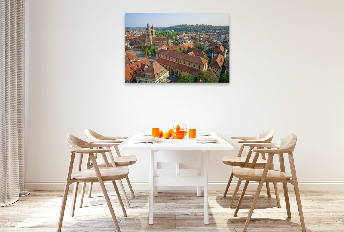 Panoramablick vom Turm der Frauenkirche, ein Motiv aus dem Kalender Esslingen von oben und von unten