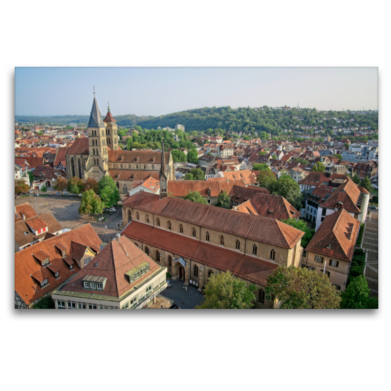 Panoramablick vom Turm der Frauenkirche, ein Motiv aus dem Kalender Esslingen von oben und von unten