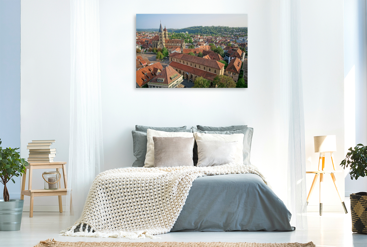 Panoramablick vom Turm der Frauenkirche, ein Motiv aus dem Kalender Esslingen von oben und von unten