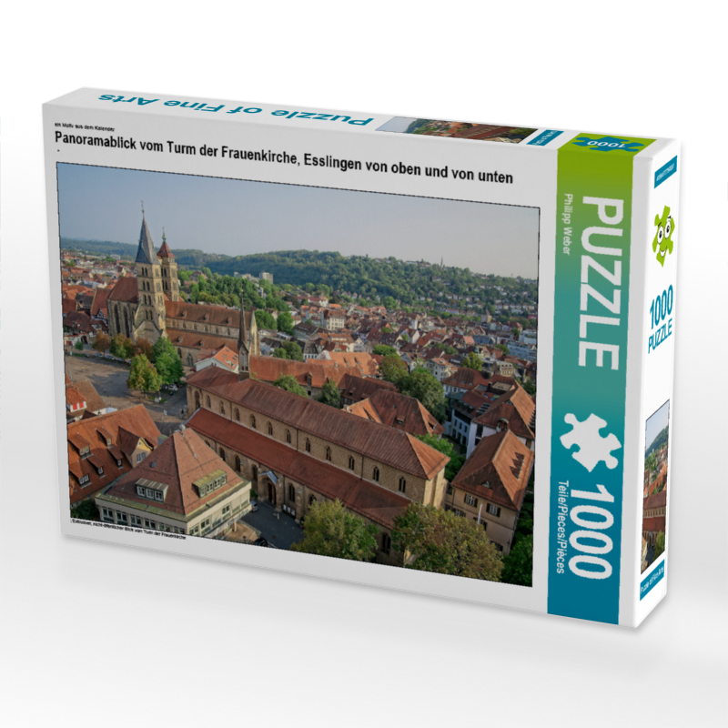 Panoramablick vom Turm der Frauenkirche, ein Motiv aus dem Kalender Esslingen von oben und von unten