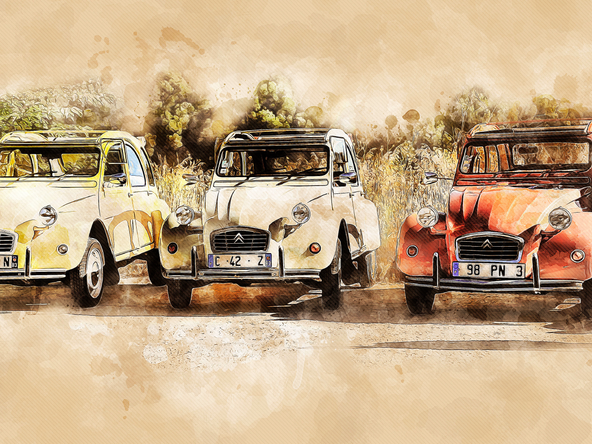 Ein Motiv aus dem Kalender Die Ente, Deux Chevaux, 2CV