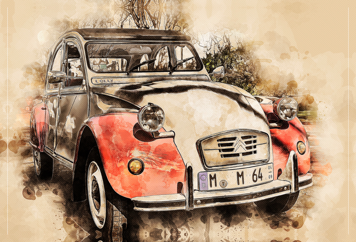 Ein Motiv aus dem Kalender Die Ente, Deux Chevaux, 2CV