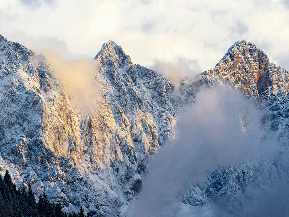 Blick auf den Dachstein bei Sonnenuntergang