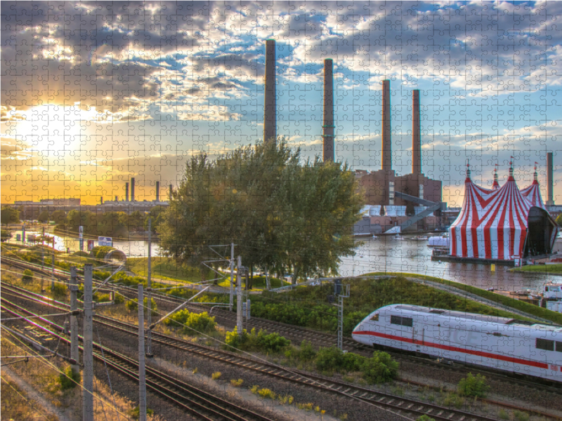 Blick von der Stadtbrücke Wolfsburg