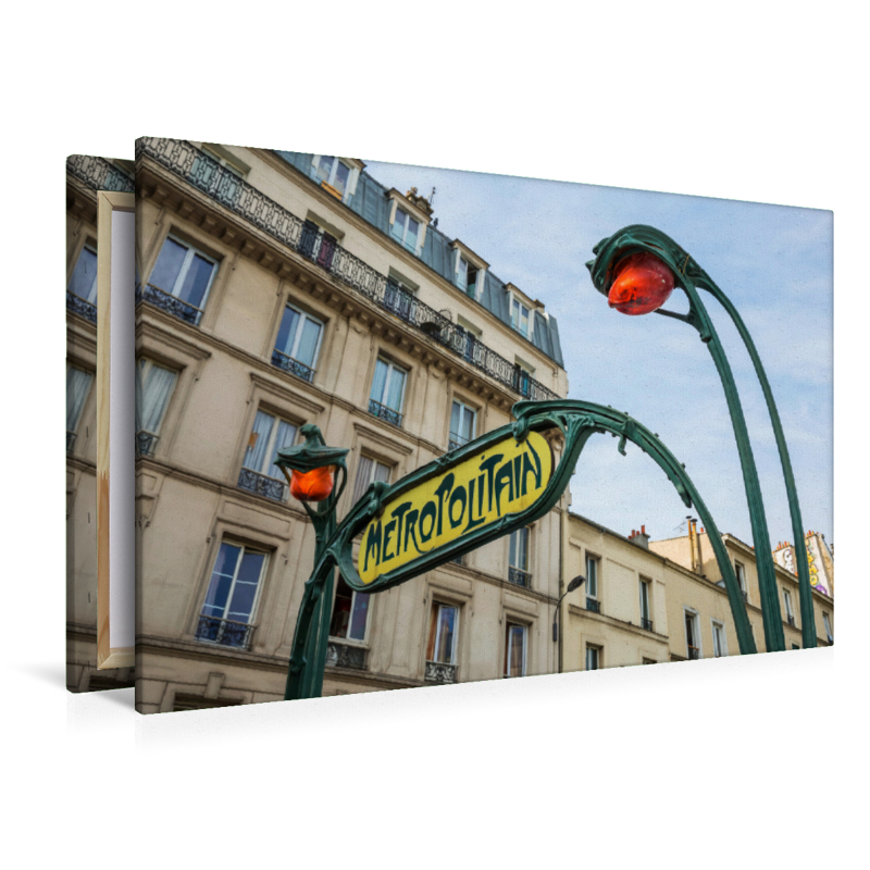 Jugendstil-Metroschild mit Lampen in Paris