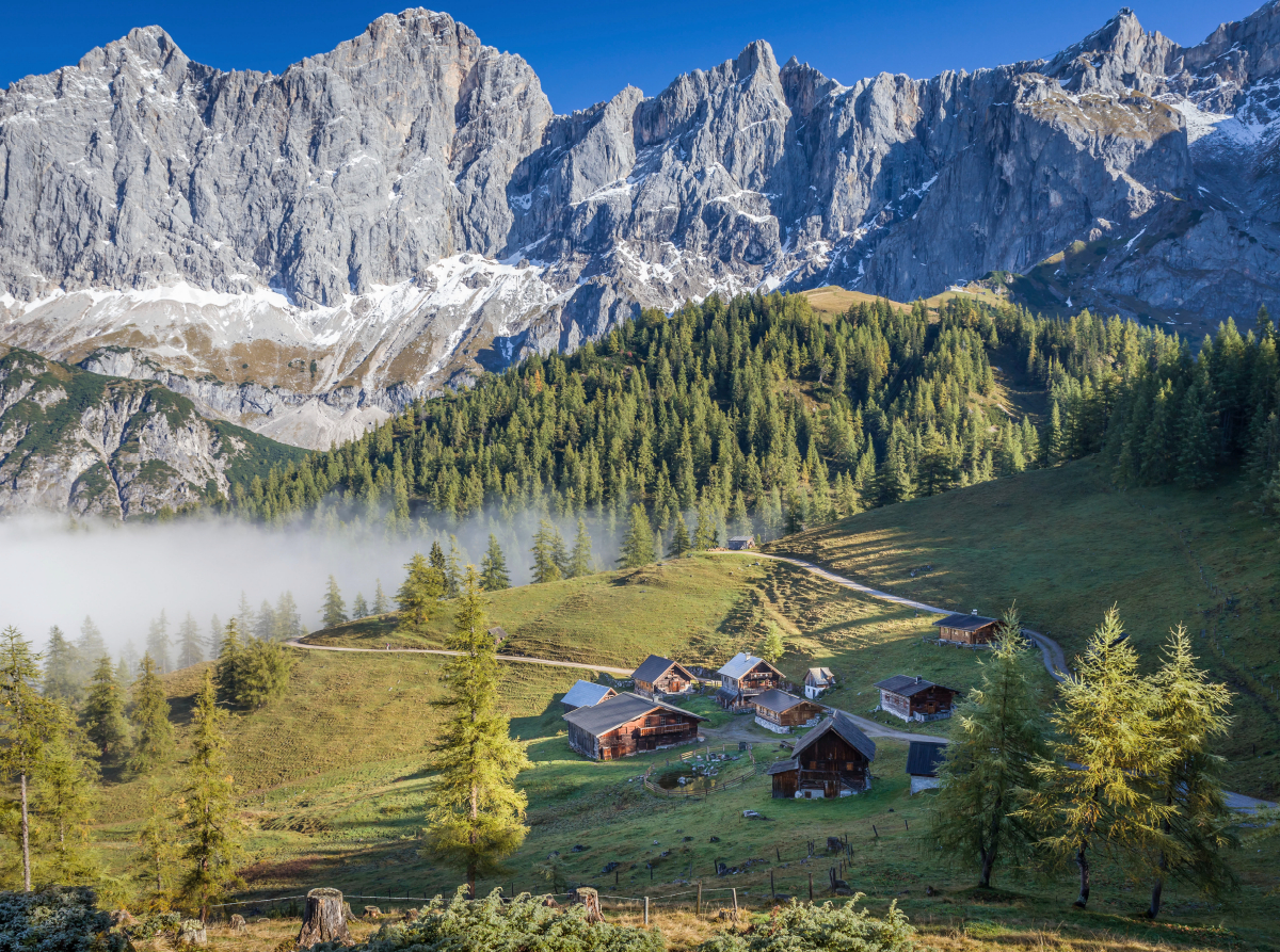 Neustattalm (1.530 m) vor der Dachstein-Südwand