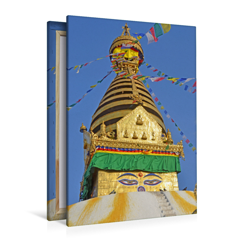 Der obere Teil des berühmten Stupa von Swayambhunath im Westen von Kathmandu