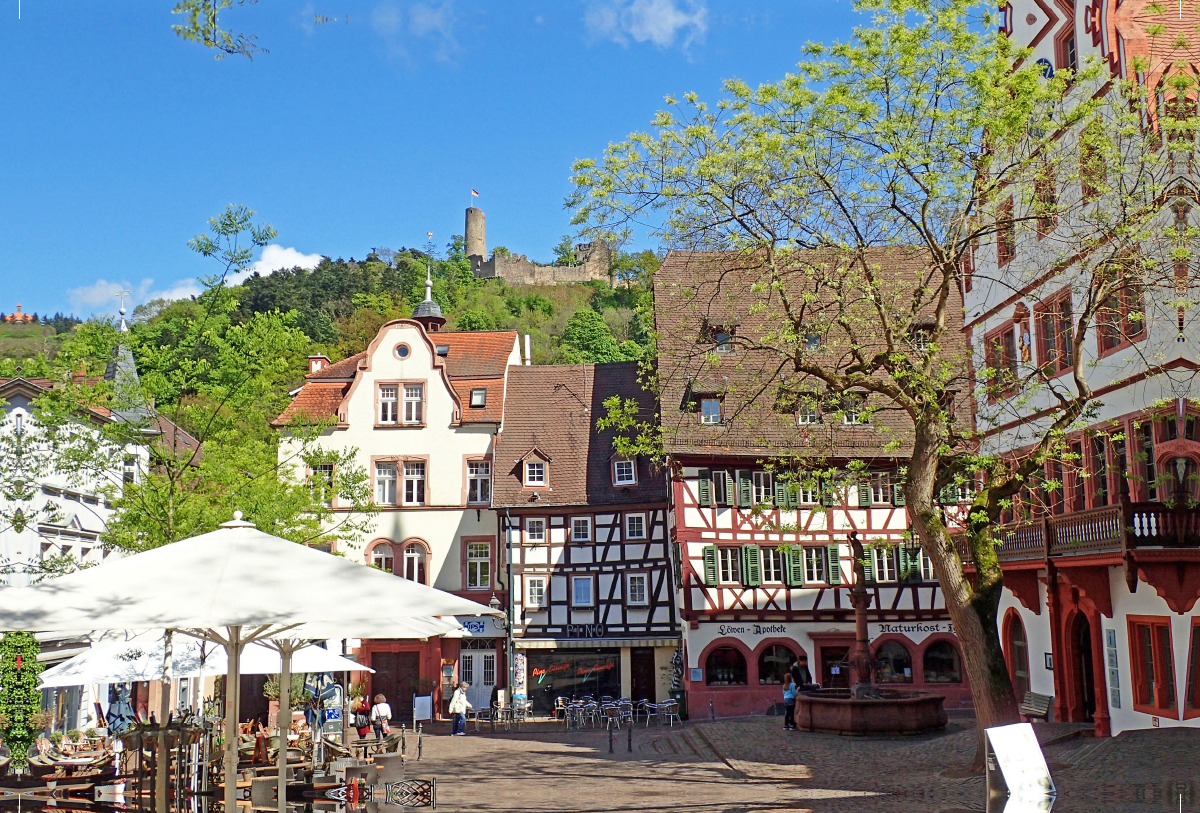 Am unteren Marktplatz / Löwenapotheke / Altes Rathaus in Weinhgeim an der Bergstraße