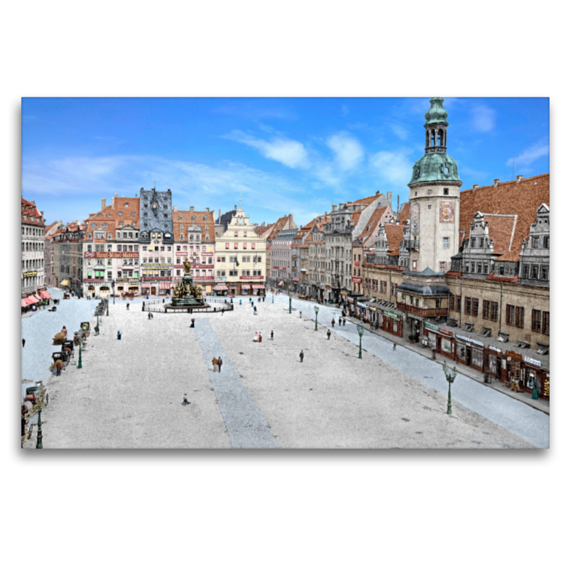 Leipzig - Marktplatz mit Rathaus um 1900