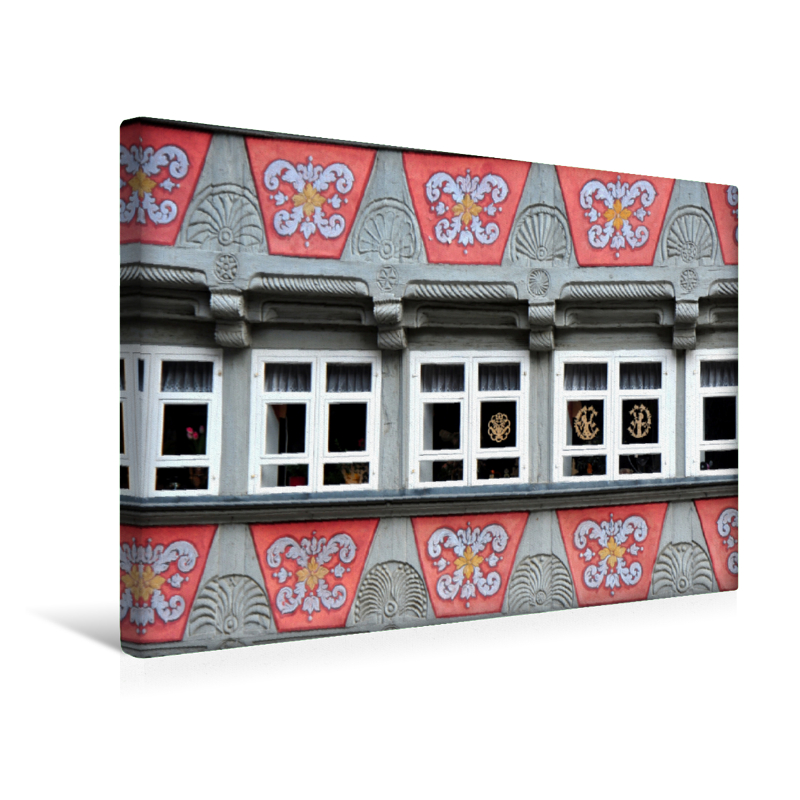 Ornamentale Fassade Eines Fachwerkhauses Am Markt Premium Textil Leinwand Bild Auf Keilrahmen Calvendo