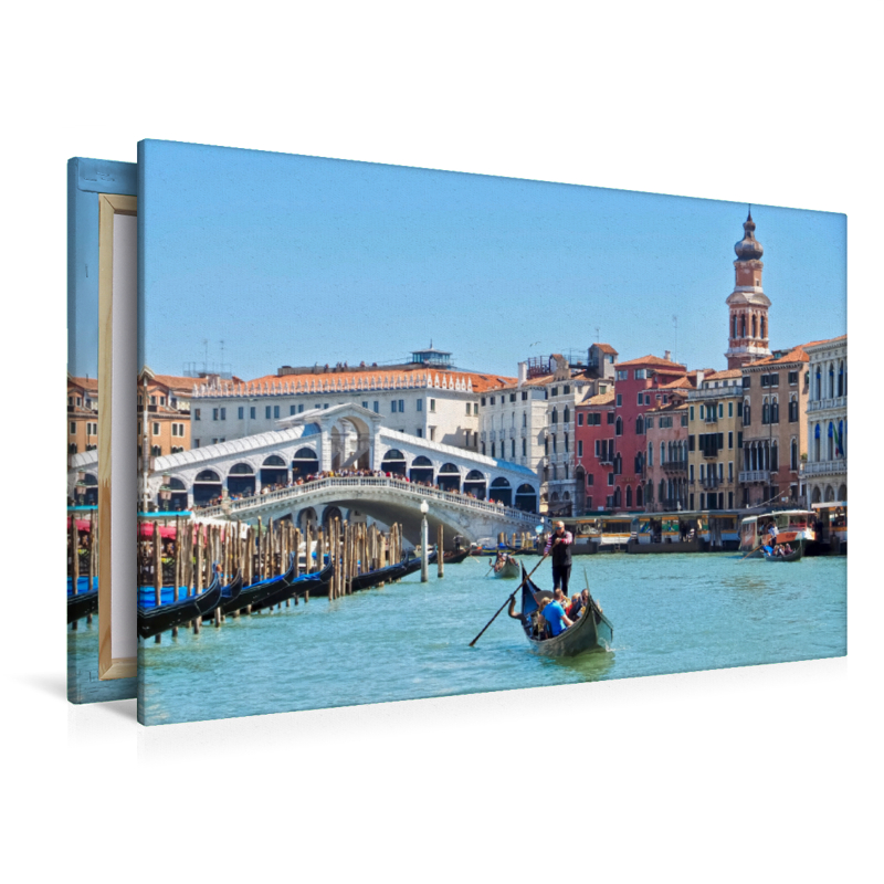 Rialto Brücke in Venedig mit einer Gondel