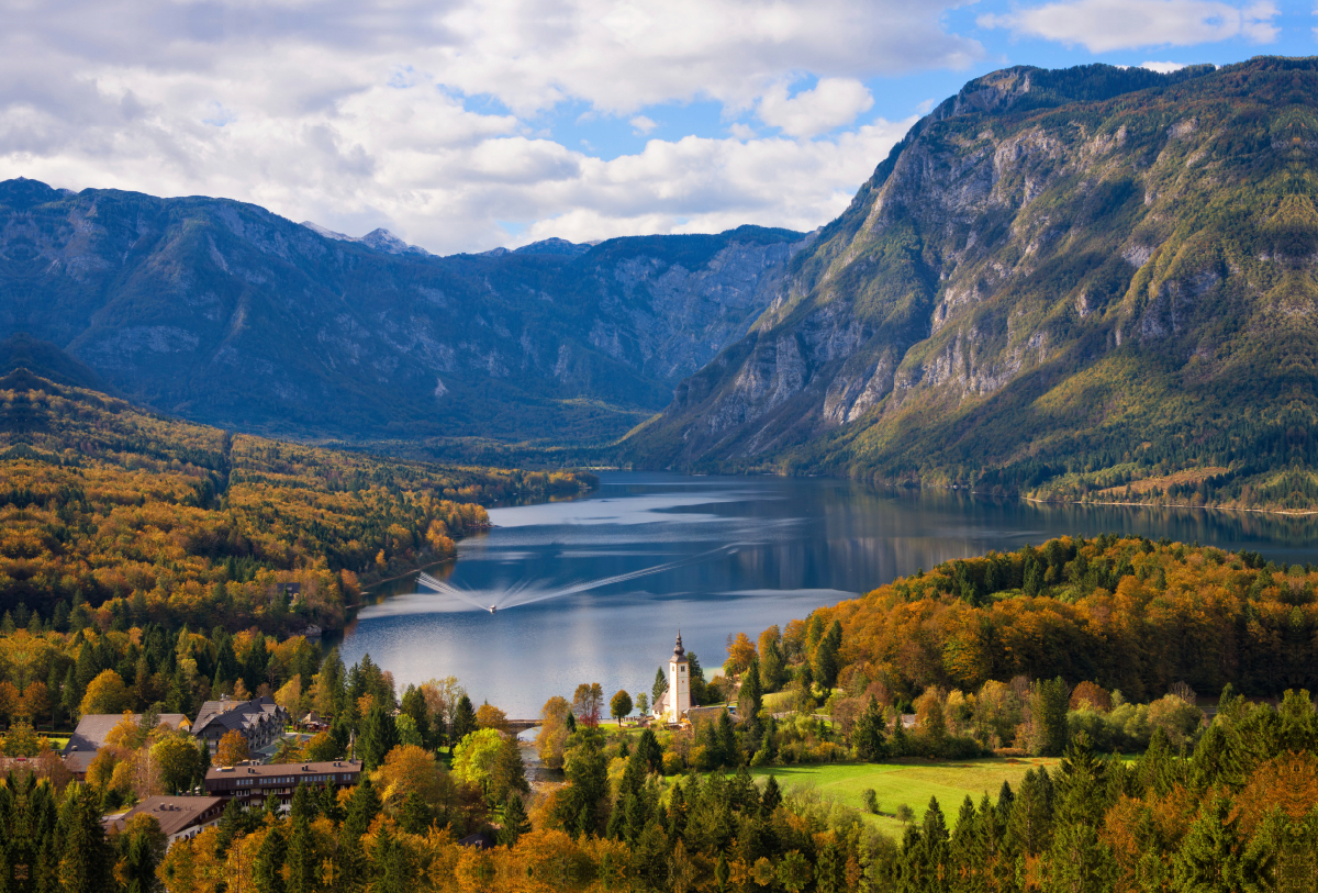 See Bohinj Landschaft im Herbst