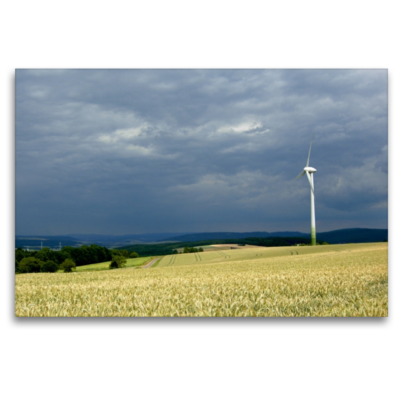 Gewitterlandschaft mit Windkraftanlage